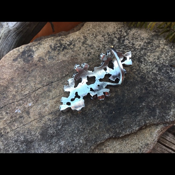 Sz 5.5 stunning flower crystal long ring boho new - Picture 4 of 11